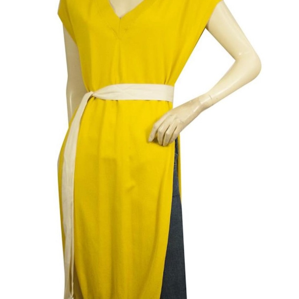 ERIKA CAVALLINI Yellow and White Women's Dress